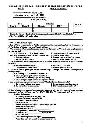 Đề thi chọn học sinh giỏi môn Tiếng Anh Khối 9 cấp thành phố - Năm học 2018-2019